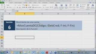 Software Contable ContaPyme  ContaExcel Add In  Función movimiento cuenta  Débitos y Créditos [upl. by Damek]