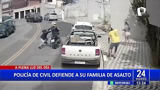 A balazos policía vestido de civil defiende a su esposa e hija de asalto [upl. by Aeneg]