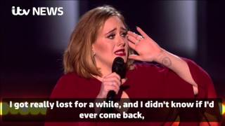 BRIT Awards Adele breaks down in tears [upl. by Ralat720]