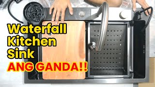 Shopee  Black Nano 304 stainless steel waterfall kitchen sink  Review and Unboxing Part 1 [upl. by Aletta78]