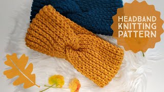 AUTUMN HEADBAND  knitting tutorial for beginners [upl. by Nnil89]