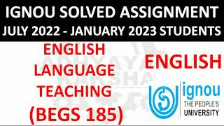 BEGS 185 solved assignment 202425 English Language Teaching ignouassignment ignousolvedassignment [upl. by Nevin]