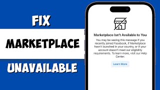 How to Fix Facebook Marketplace Isnt Available To You 100 Working [upl. by Nytsuj]