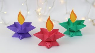 Paper Diya Making  Diwali Decoration Ideas At Home  Diya Decoration  Origami Paper Candle [upl. by Tonl]