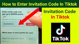 How to Enter Invitation Code In Tiktok  Input Invitation Code in Tiktok Invite Code Revard Problem [upl. by Hollander340]