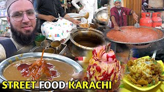 EXPLORING STREET FOOD OF KARACHI  ZAHID NIHARI  NOORANI KATAKAT  MASSIVE MATKA GOLA  KHOW SUEY [upl. by Mellette]