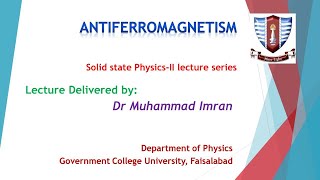 Antiferromagnetism  Types of Magnetism  Solid State Physics [upl. by Eustacia458]