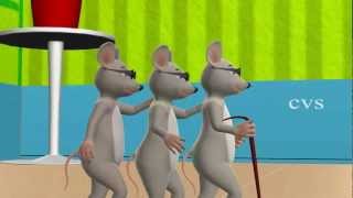 3D Animation Three Blind Mice English Nursery Rhyme for children with lyrics [upl. by Hike227]