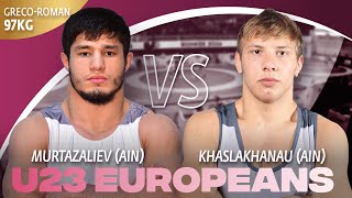 Magomed MURTAZALIEV AIN vs Abubakar KHASLAKHANAU AIN  97kg U23 Euro Cships 2024  Gold Medal [upl. by Ymmac502]