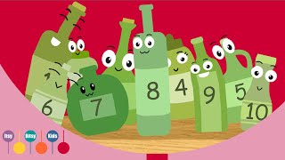 Ten Green Bottles Hanging On The Wall Nursery Rhyme  ItsyBitsyKids [upl. by Hairas865]