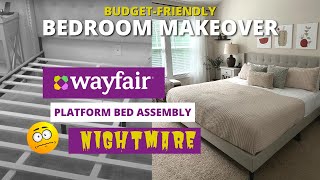 Master Bedroom Makeover On A Budget  New Wayfair Platform Bed [upl. by Noella25]