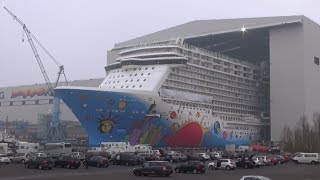 Float Out Norwegian Breakaway at Meyer Werft [upl. by Eittam]