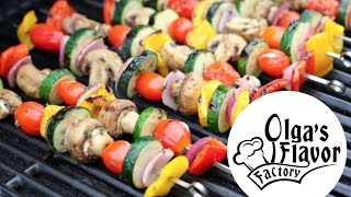 HOW TO GRILL  Salmon Chicken Veggie Kebabs  OlgasFlavorFactory [upl. by Innis]