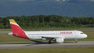 FullHD New Colors Iberia Airbus A320 taxi and takeoff at GenevaGVALSGG [upl. by Gundry873]