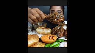 Chicken curry with puri mukbang eatingshow food eating foodchallenge spicychickencurry asmr [upl. by Suirad953]