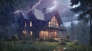 Heavy Rain amp Lightning for Sleep Relaxation  Nighttime Rain in Forest [upl. by Cilka]