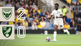 HIGHLIGHTS  Oxford United 20 Norwich City [upl. by Ahterod]