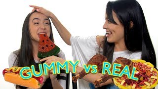 Gummy Food vs Real Food Challenge  Merrell Twins [upl. by Hannus]