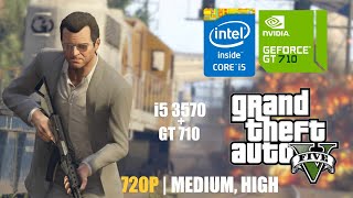 GT 710  GTA 5  720P Medium High Test  i5 3570  12GB Ram [upl. by Artenra]