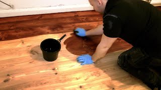 How to Stain a Wooden Floor pro method for DIY [upl. by Schaffel]