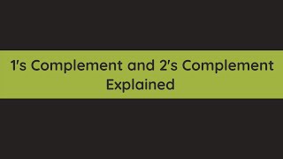 1s complement and 2s complement  Signed Binary Numbers Explained [upl. by Aiblis]