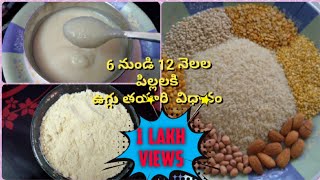 6 నుండి 12 నెలల పిల్లలకి ఉగ్గు తయారి విధానంHomemade cerelac recipe weight gain food for babies [upl. by Tavie815]