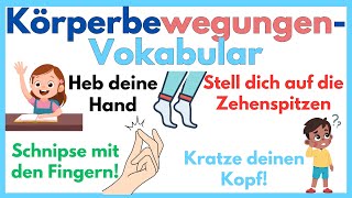 Lerne Deutsch mit Spaß Körperbewegungen mit Sätzen  Einfaches Deutsch [upl. by Kennith]