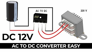 how to make DC 12 volt supply using transformer  ac to dc converter using the bridge [upl. by Ydorb]