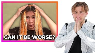 Hairdresser Reacts To Catastrophic Bleach Fails [upl. by Prudhoe]