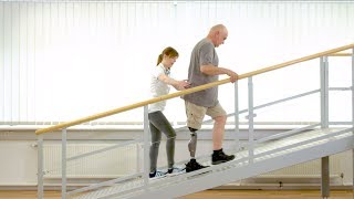 Prosthetic gait training  Walking technique on steeper slopes  Ottobock [upl. by Alimac]