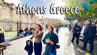 Athens Greece walking tour 4k HDR University Syntagma Plaka Monastiraki Temple of Zeus [upl. by Kimberlyn]