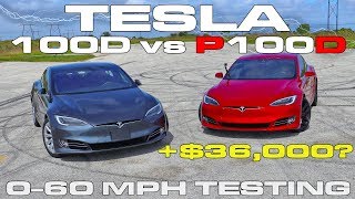 What does a 1 second difference from 060 MPH Look Like Tesla P100D vs 100D Drag Racing [upl. by Denzil]