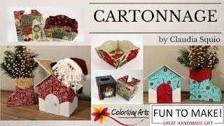 Make your own fabric boxes houses and casesDIY cartonnage kits [upl. by Ahsiema]