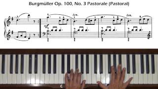 Burgmuller Op 100 No 3 La Pastorale Pastoral Piano Tutorial [upl. by Norab123]