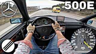 MercedesBenz W124 500E TOP SPEED DRIVE ON GERMAN AUTOBAHN🏎 [upl. by Gatias527]