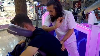 MASSAGE THERAPHY ON CHAIR Turkish Asmr Head amp Back Massage [upl. by Ahon13]