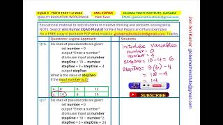 EQAO 9 Math Absolutely NEW Questions from Computer Literacy to Understand Pseudocode [upl. by Eenerb356]