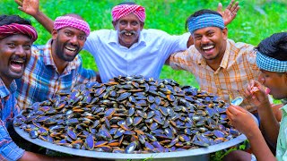 50 KG MUSSELS  River Mussels Fry Recipe Cooking amp Eating In Village  Rare Healthy Recipe [upl. by Hsu615]