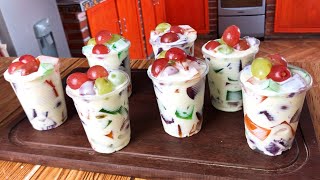 Postre navideño con 4 ingredientes GELATINA CON CREMA ensalada frutal de gelatina [upl. by Lemhar894]