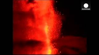 Volcano Villarrica spews lava and incandescent rock Chile [upl. by Annavoeg610]