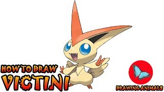 How To Draw Victini Pokemon  Drawing Animals [upl. by Jo-Ann]