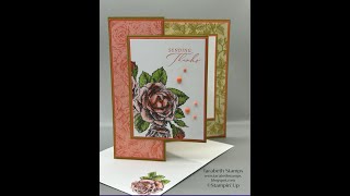 Stampin Up Stippled Rose Softly Stippled Double Z Fold Card Tutorial by Tarabeth Stamps [upl. by Ahsen921]