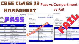 cbse class 12th Marksheet  Pass vs Compartment vs Fail  cbse class 12 2023 exam [upl. by Prudi]