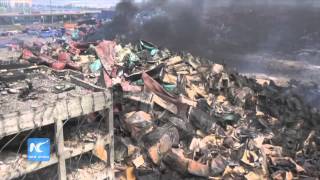 Drone footage shows aftermath of Tianjin explosions [upl. by Gnilrets]