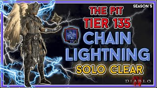 Pit Tier 135 Chain Lightning Sorc Solo Clear No Splintering  Diablo 4 Season 5 [upl. by Cannell]