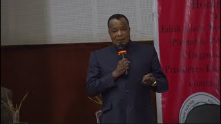 LE PRESIDENT DENIS SASSOUNGUESSO PARLE AU SYMPOSIUM EDITH LUCIE BONGO ONDIMBA [upl. by Omocaig]