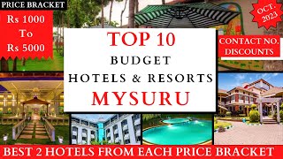 TOP 10 Budget Hotels And Resorts In MYSORE 2023  Rs 1000 To 5000  MYSURU Best Homestays [upl. by Innor]