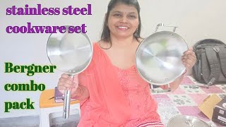 Bergner stainless steel cookware set  kadhi amp Frypan combo pack  Healthy kitchen 👌cooking 🙏🏻 [upl. by Inafetse]