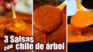 SALSAS con CHILE de ARBOL  3 RECETAS  JUS PALTA  Comida Casera [upl. by Alie]