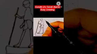 Gandhi ji’s Dandi march easy drawing  Gandhi Jayanti  Representative art gandhi shorts easyart [upl. by Gettings]